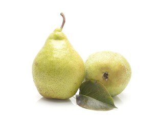 Ripe green pears isolated on white background