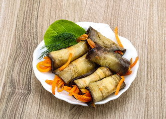 Eggplant rolls with carrot