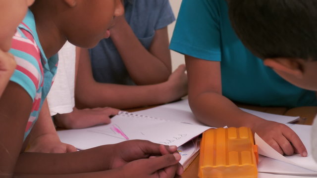 Children drawing in the classroom