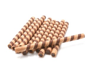 Chocolate sticks isolated on white background