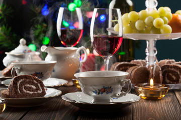 High tea set with dessert