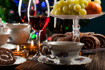 High tea set with dessert
