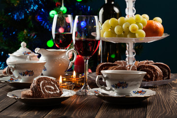 High tea set with dessert