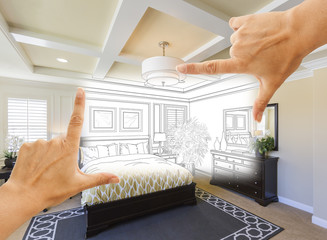 Hands Framing Custom Bedroom Drawing Photograph Combination