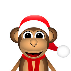 Christmas monkey on a white background