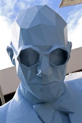Blue man sculpture at the design district in Miami midtown