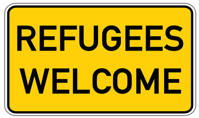 Flüchtlinge Refugees Schild  #151112-04
