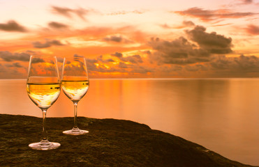 Wine glasses on the beach