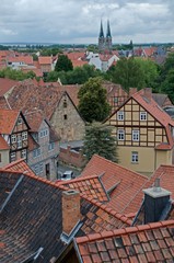 Fototapeta premium Cityscape of medieval city Quedlinburg in Germany. 