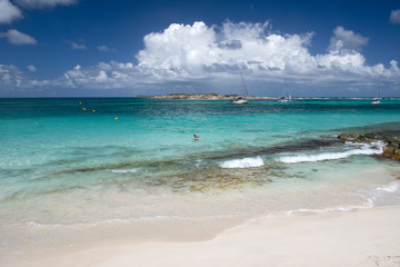 Saint Martin beach, Caribbean sea