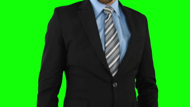 Businessman using an invisible touchscreen