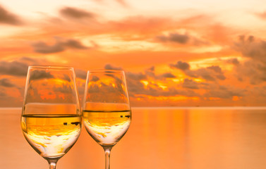 Wine glasses on the beach
