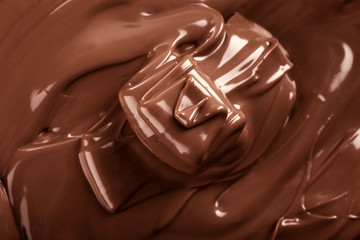 Background of melted milk chocolate, close-up