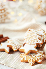 Obraz na płótnie Canvas Beautiful cookies with Christmas decor