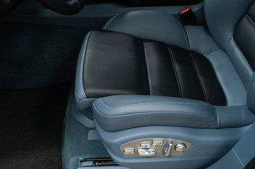 Modern leather car seat. Interior detail.