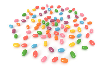 Candy, Colorful Jelly Beans Isolated on White Background