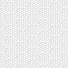 White hexagon abstract mesh seamless pattern