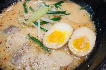 Ramen soup with soft boiled egg