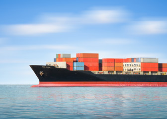 Global international logistics and transportation by cargo ship and cargo container by the sea and...