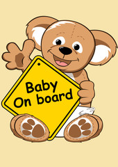Baby on board sign with Teddy bear