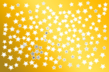 étoiles blanches sur fond doré 