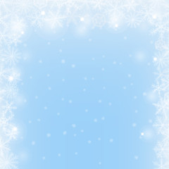 Abstract Christmas light  blue border background with snowflakes.