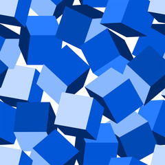 Blue 3D blocks in a seamless pattern