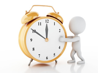 3d white people with Alarm clock