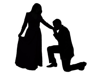 Silhueta de casal com gesto cortez