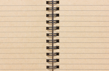 Close up of blank lined notebook.