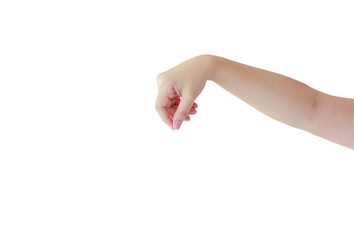 Hand pose like picking something isolated on white