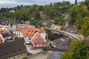 Fototapeta na wymiar view of Cesky Krumlov with Vltava river