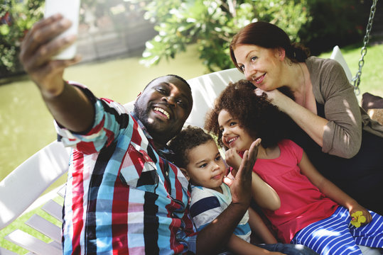 Family Relax Happiness Selfie Photo Concept