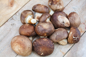 Shiitake mushroom on wooden table