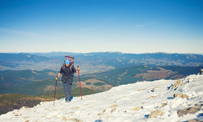 She travels through the mountains.