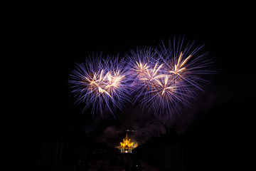 Colorful fireworks over dark sky