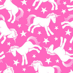 Cute unicorn seamless pattern with stars