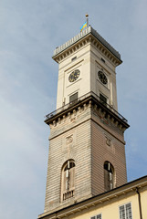 Town hall  in the center of Lviv. Ukraine city.