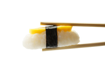 sushi with chopsticks