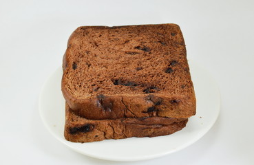chocolate chip bread on dish