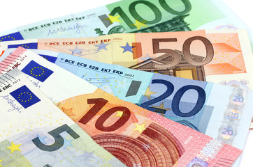 European banknotes, Euro currency from Europe, Euros.