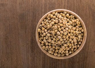 Soy beans in a wooden bowl