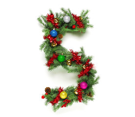 Collection of decorated Christmas tree letters and numbers