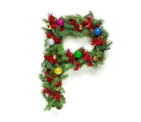 Collection of decorated Christmas tree letters and numbers