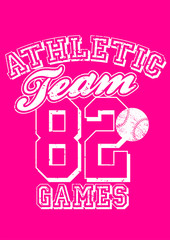 Female athletic team basebal design on pink background