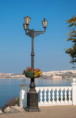 Fototapeta na wymiar The lantern on the embankment of Sevastopol