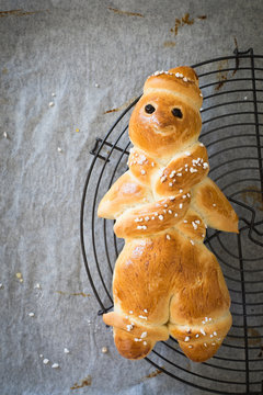 Traditional man-shaped bread baked for St Nicholas day in german-speaking countries