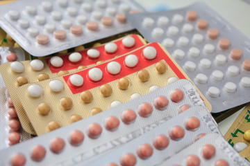 Colorful oral contraceptive pill