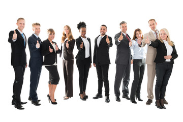 Fototapeta na wymiar Portrait Of Business Team Showing Thumbs up