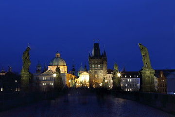 Fototapeta na wymiar Charles bridge in Prague at the night, Czech Republic